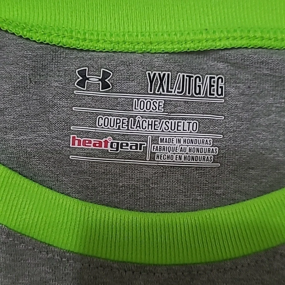 Under Armour Grey and Bright Green Long Sleeve Top size YXL - Picture 5 of 7